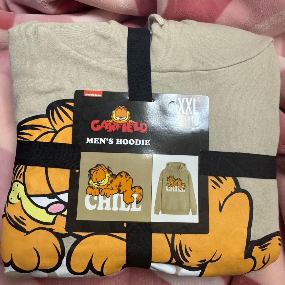 Garfield Men's Hoodie - Beige with Orange Graphic